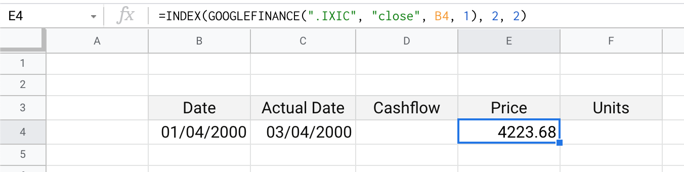 Using INDEX to Extract Value from a Position (Light Mode)